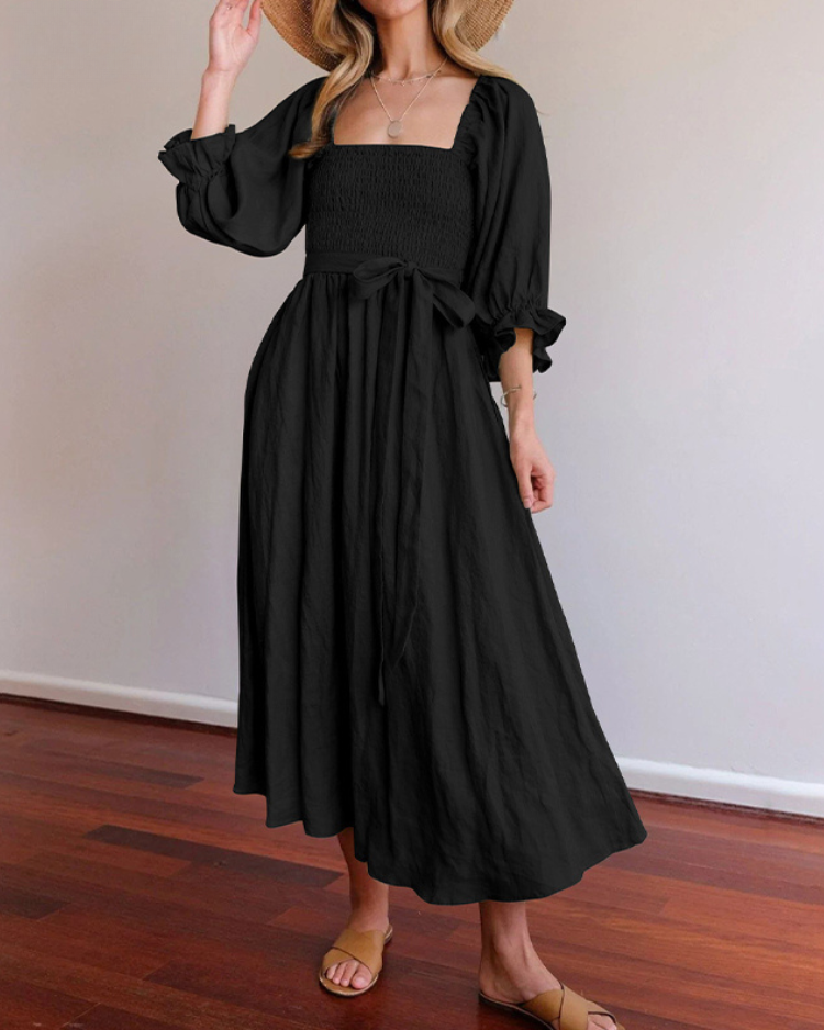 CD | Rochie maxi cu mânecă bufantă reversibilă elegantă