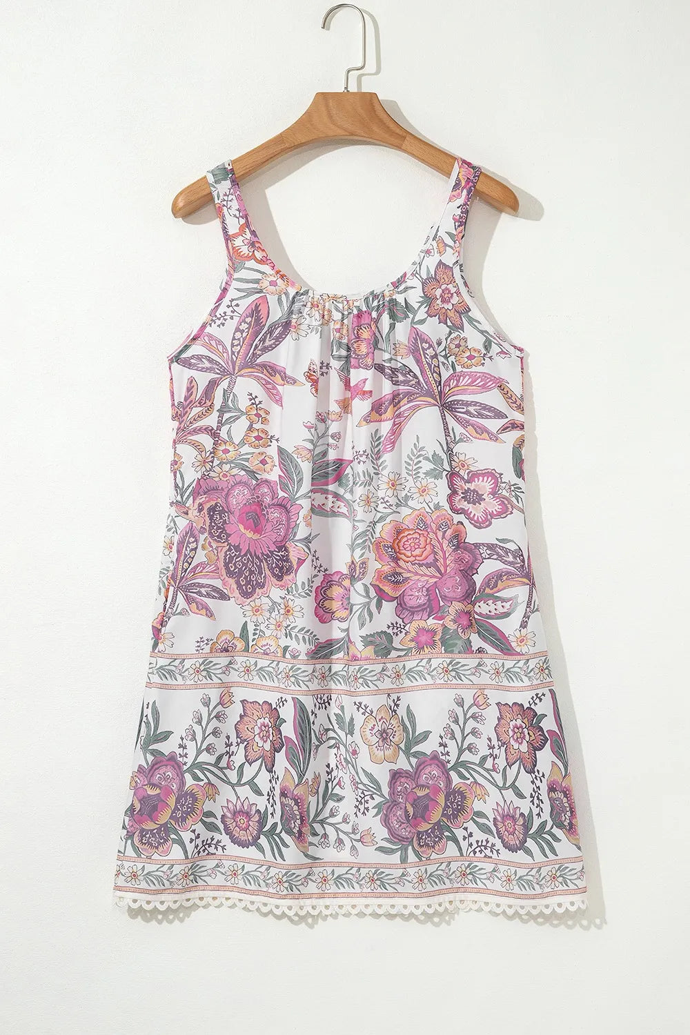 CD | Multicolor Floral Tie Neck Rochie mini fără mâneci