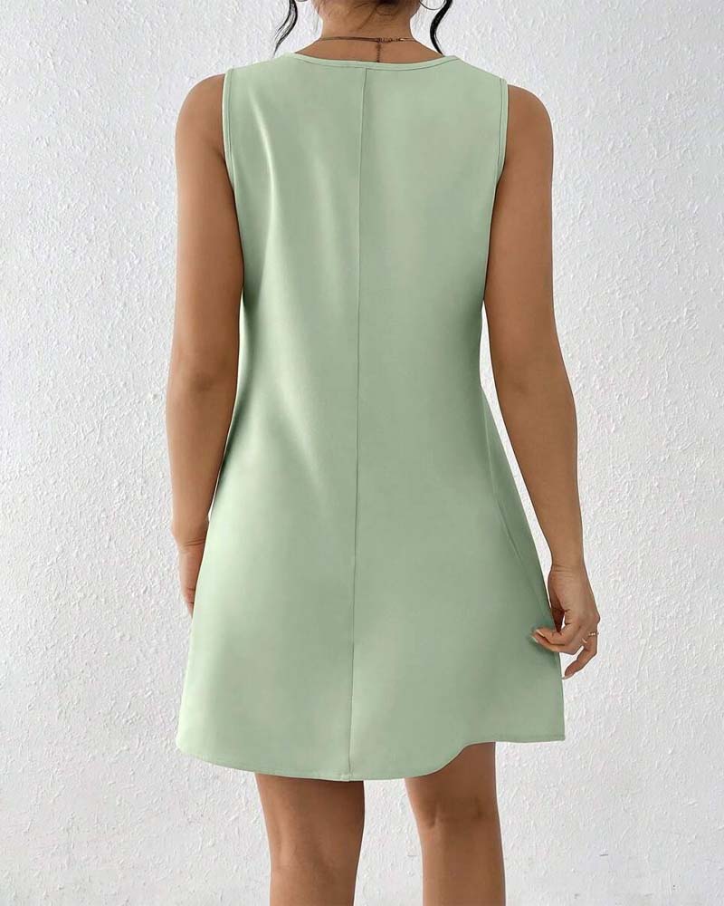 CD | Rochie fără mâneci cu guler tăiat Elegant