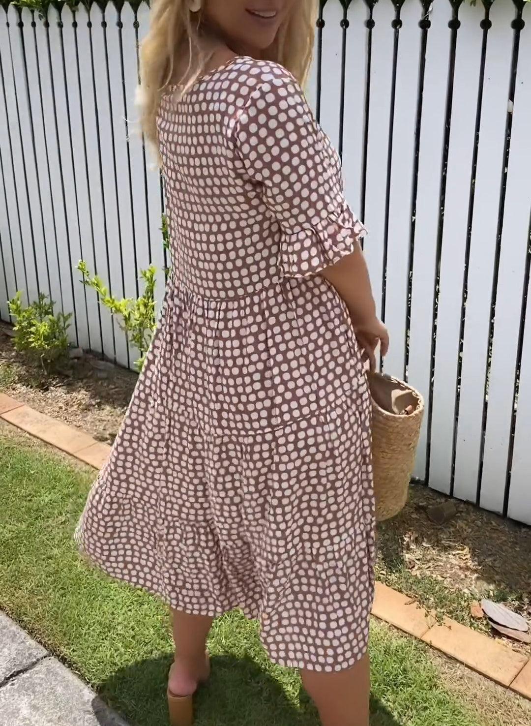 CD | Chic Casual rochie midi cu mâneci flounce