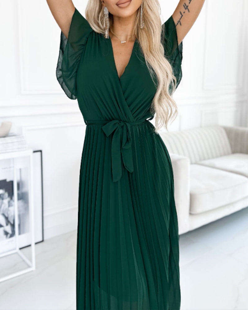 CD | Rochie elegantă roz plisată cu talie
