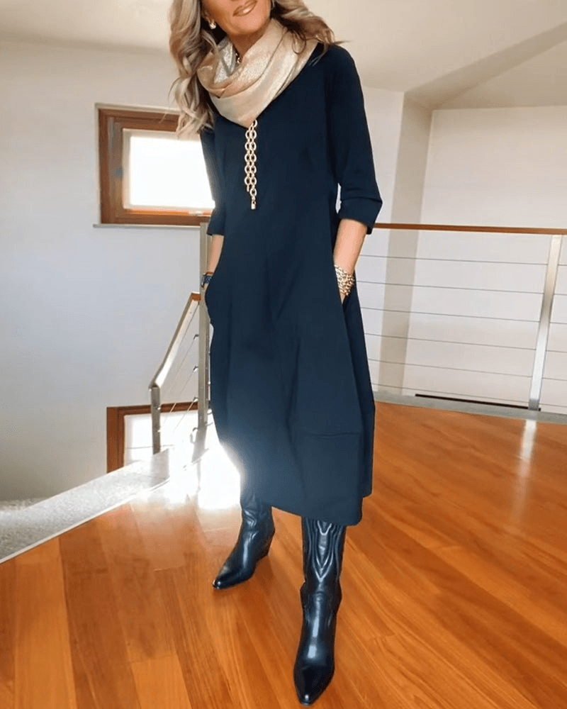 CD | Rochie midi elegantă pentru femei cu pliuri subtile