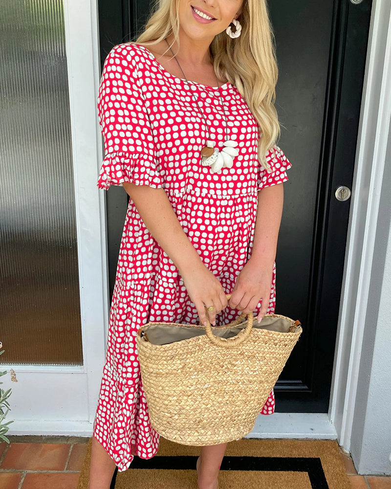 CD | Rochie midi cu decolteu rotund și model polka dot