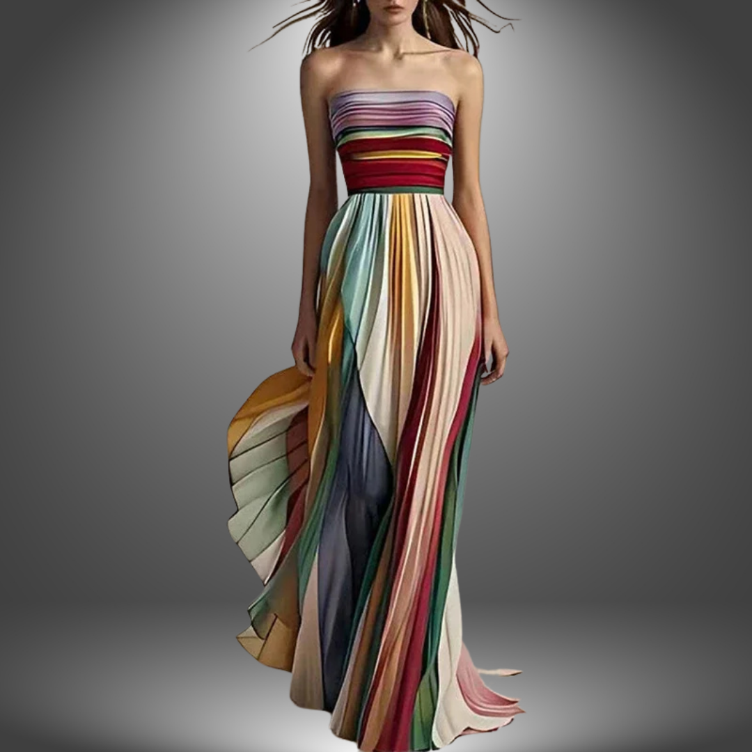 CD | Rochie maxi cu top tub cu dungi colorate