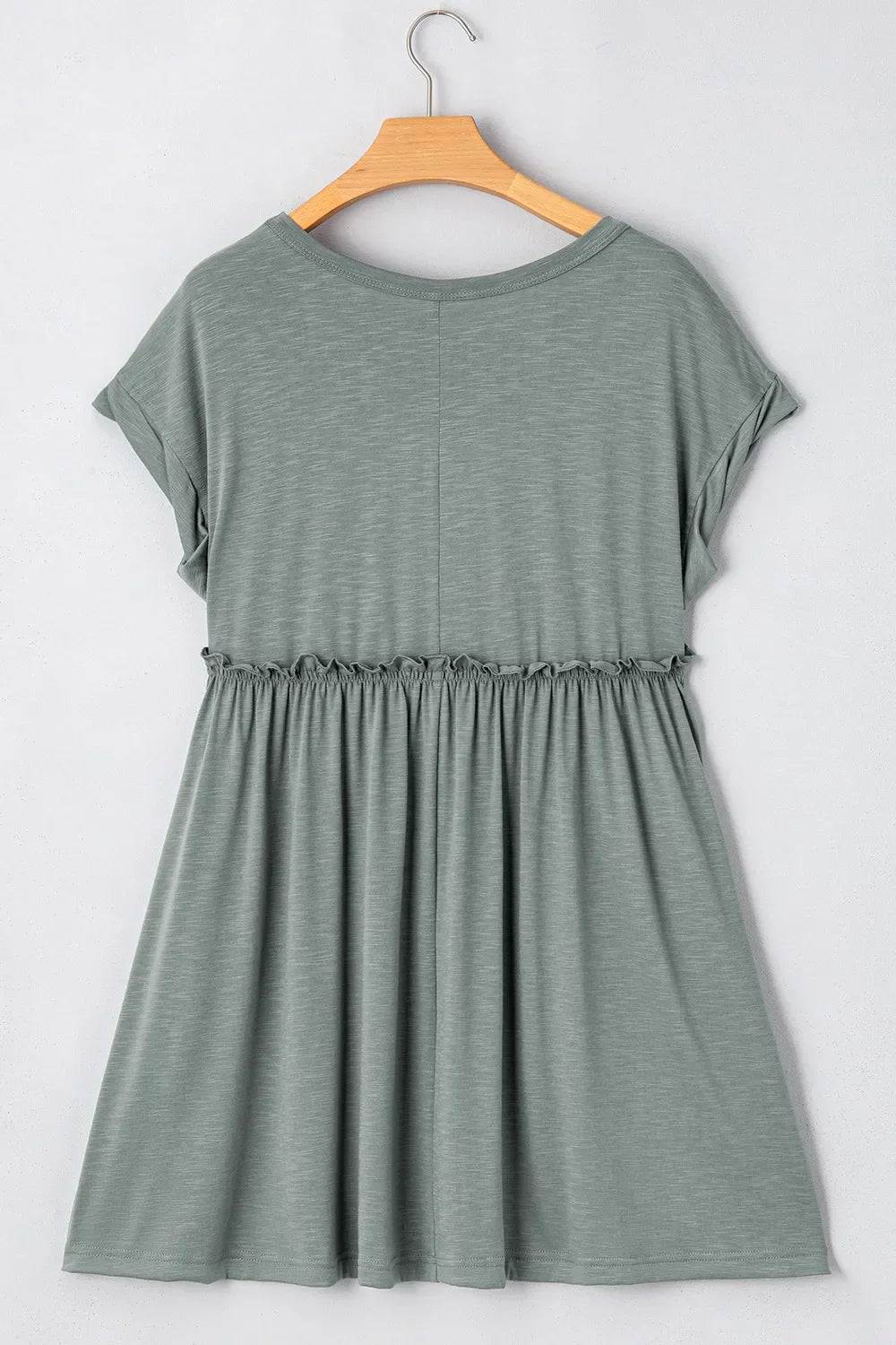 CD | Ruffled Gathered cusătură rotund gât rochie tricou