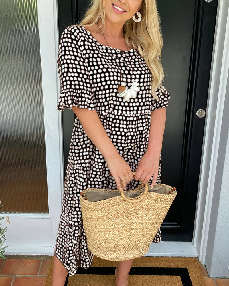 CD | Rochie midi cu decolteu rotund și model polka dot