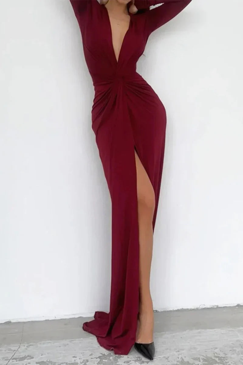 CD | Rochie elegantă cu decolteu în V plisat