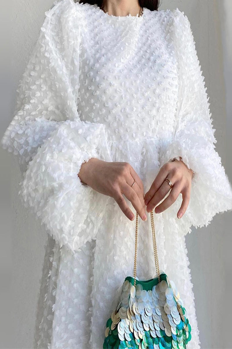 CD | Elegant solid Patchwork O gât A linie rochii
