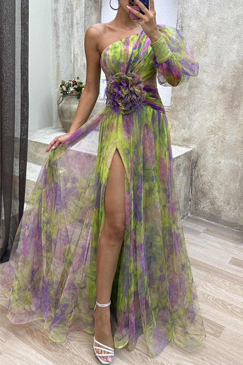 CD | Elegant schimbare treptată fantă Bias guler rochii de seară