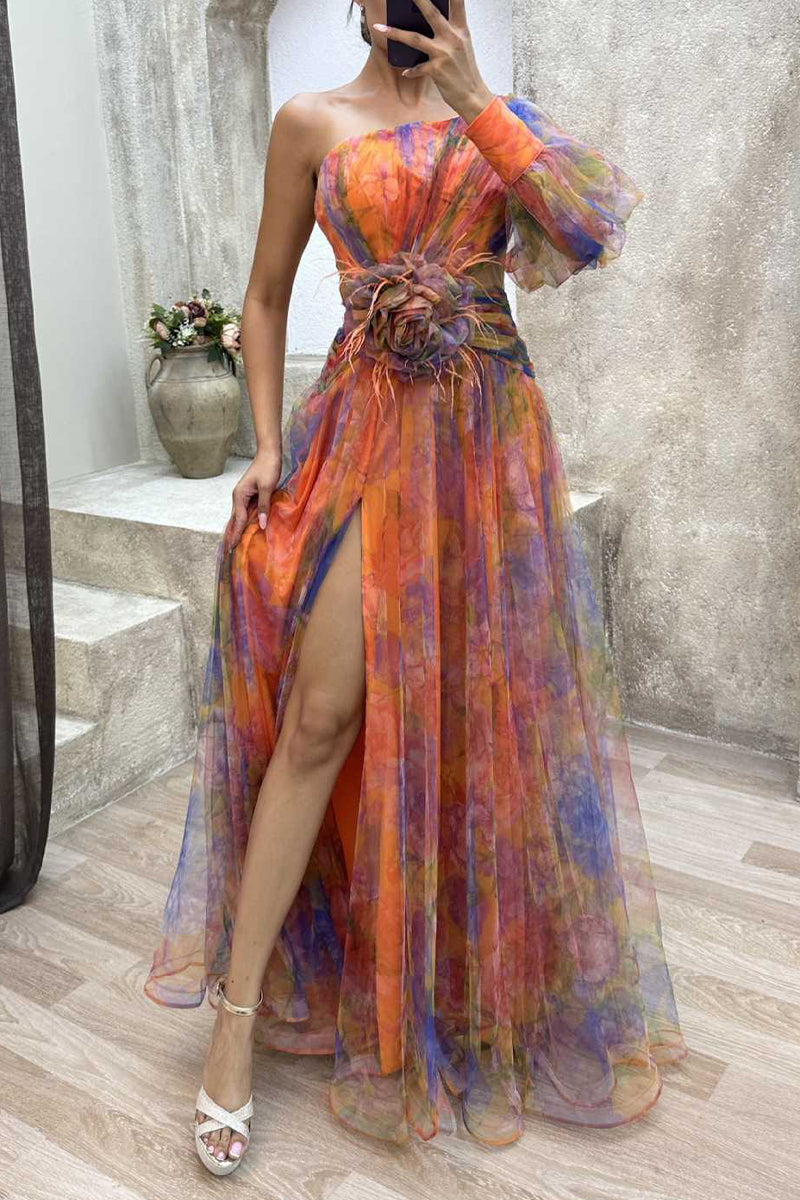 CD | Elegant schimbare treptată fantă Bias guler rochii de seară