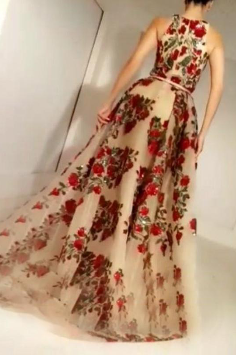 CD | Elegant solid paiete fantă O gât rochii de seară