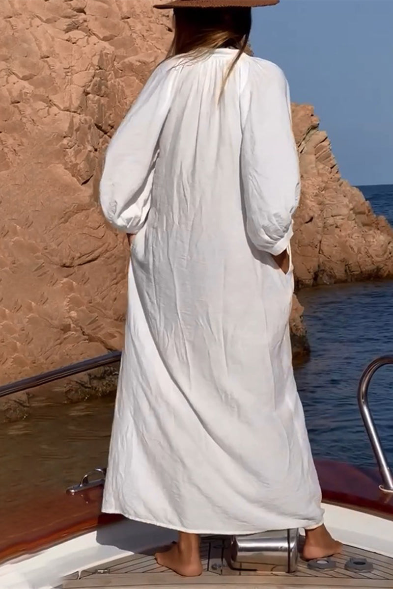 CD | Casual Holiday Solid Buckle costume de baie Cover Up