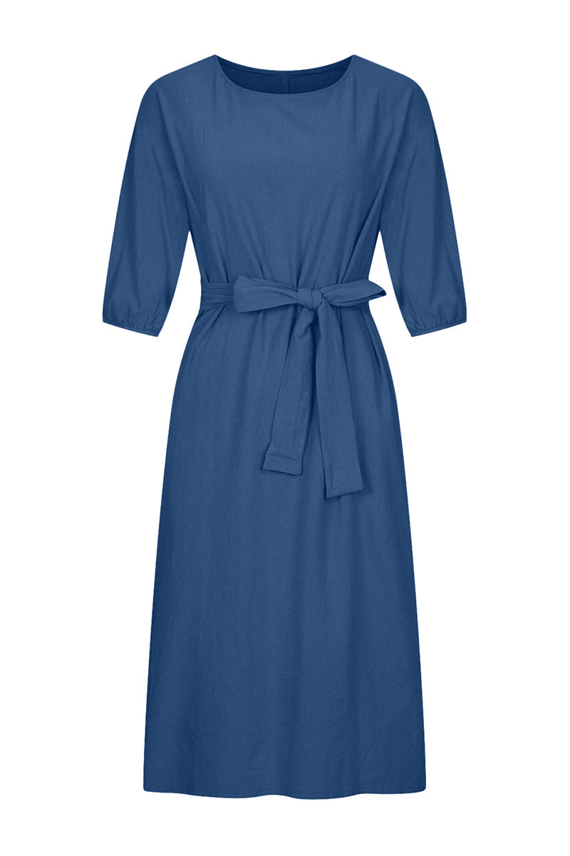 CD | Rochie midi din in cu cu curea