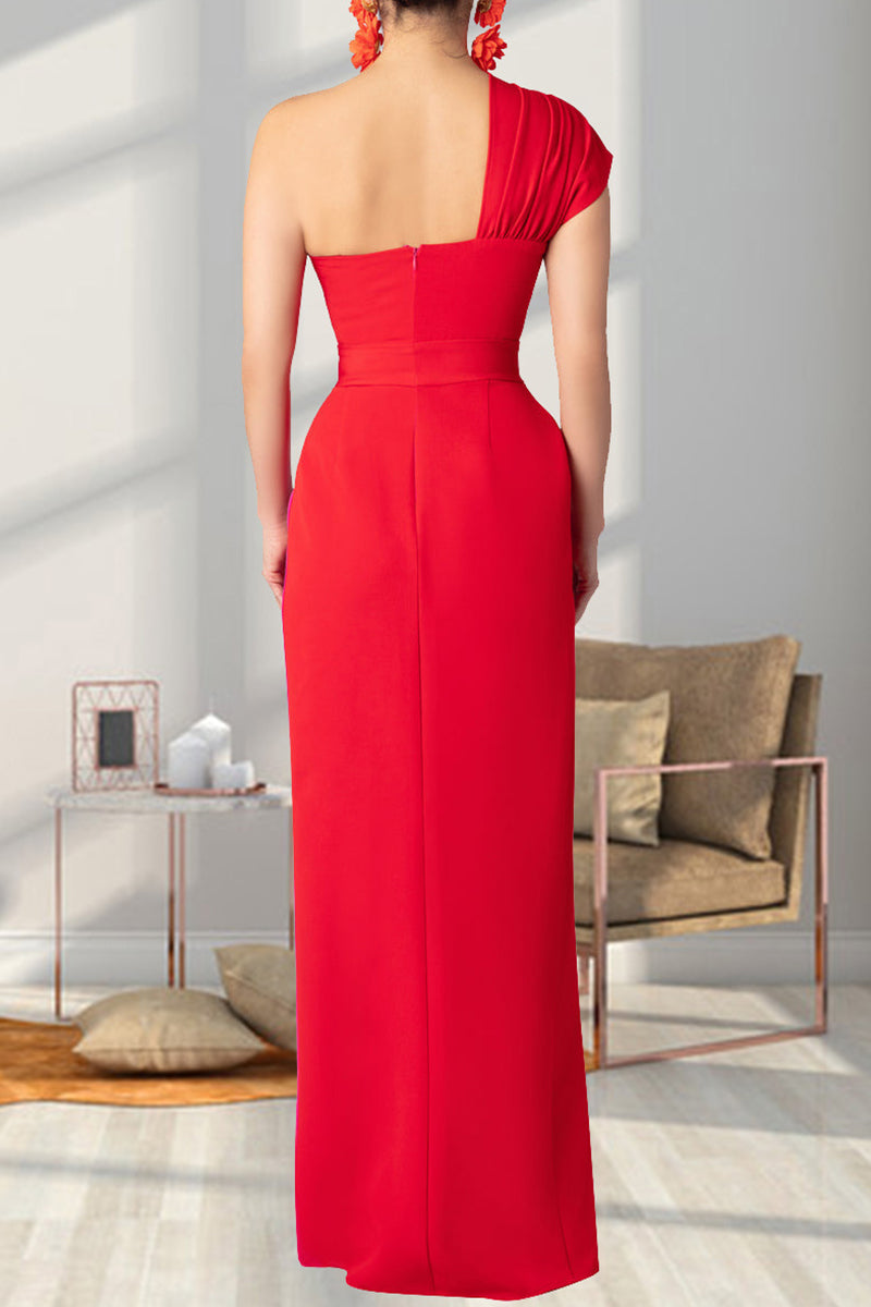 CD | Street Solid Colour Backless High Slit Patchwork Contrast Bias Collar Rochii lungi