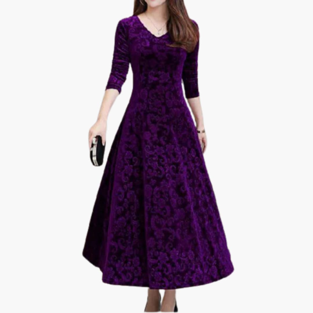 CD | Rochie maxi pentru femei în linie A cu structură și mâneci florale