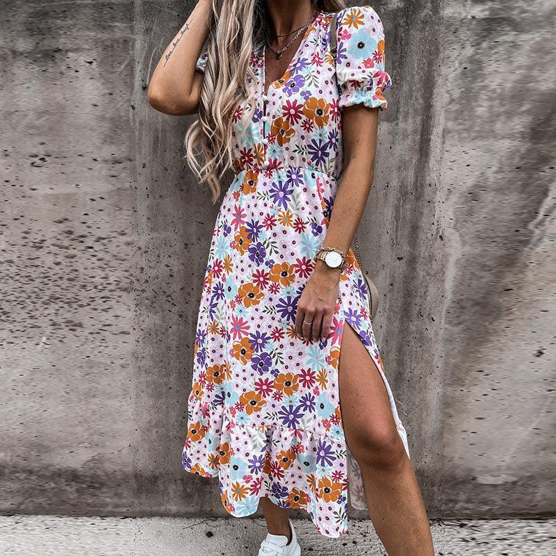 CD | Rochie midi de vară pentru femei - rochie ușoară, fluidă, fără mâneci