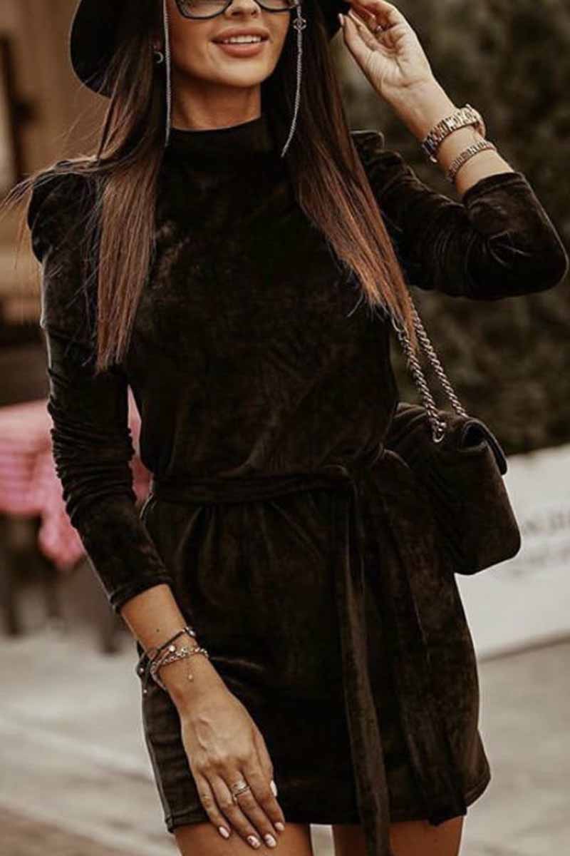 CD | Omyke Casual Sexy cu mânecă lungă Mini rochie (4 culori)
