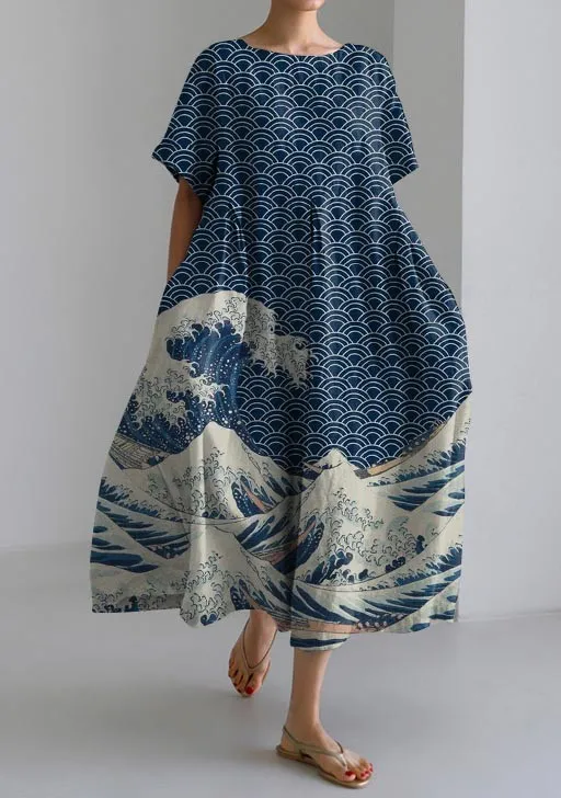 CD | Tania - Rochie casual, lejeră, marină cu mânecă scurtă, în stil japonez