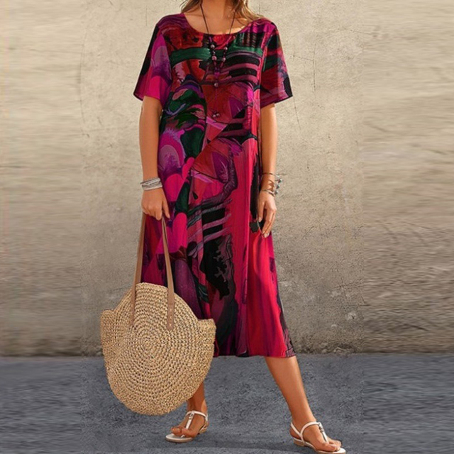 CD | Rochie midi cu imprimare artistică