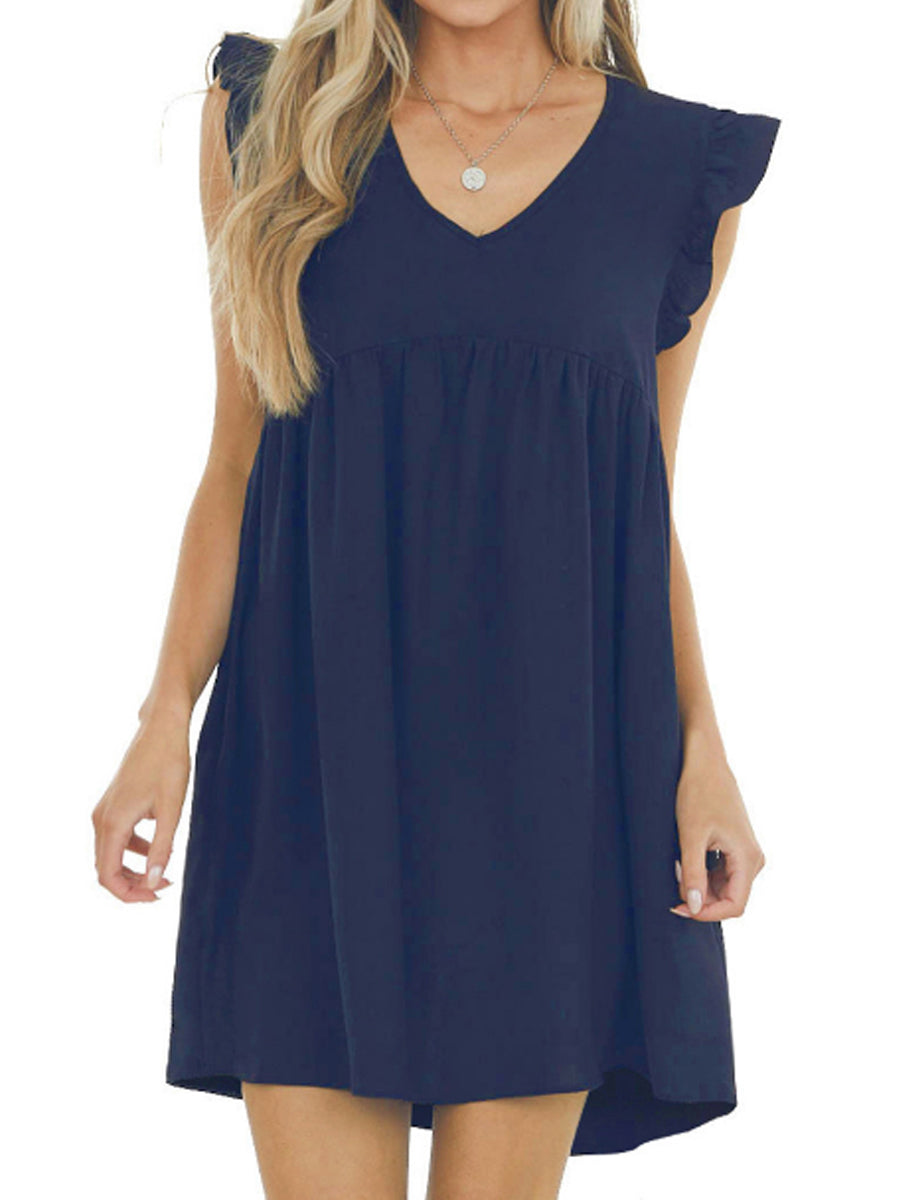 CD | Babydoll Ruffle V-neck crep rochie mini