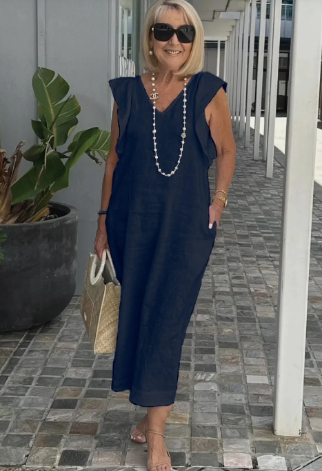 CD | Rochie casual din bumbac și in