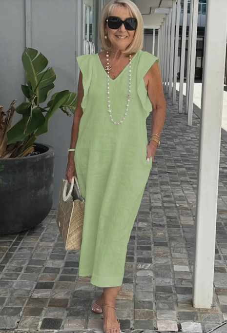 CD | Rochie casual din bumbac și in