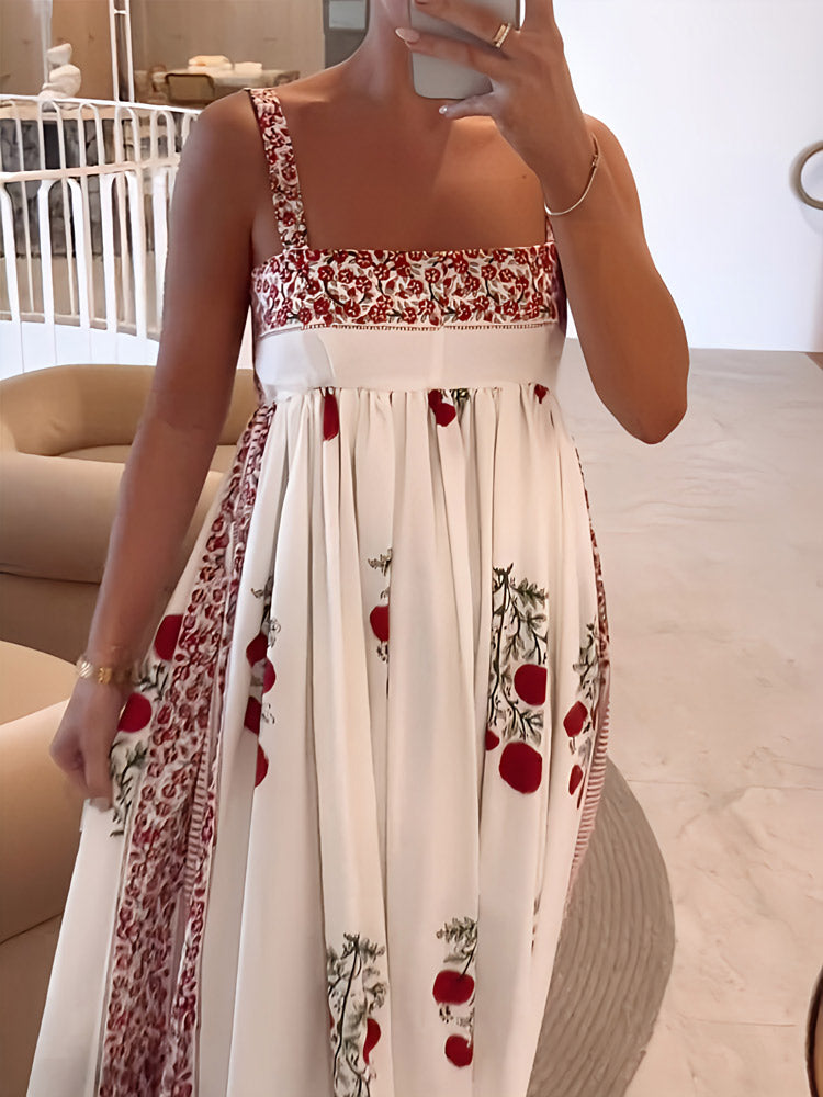 CD | Rochie maxi cu bretele spaghetti florale