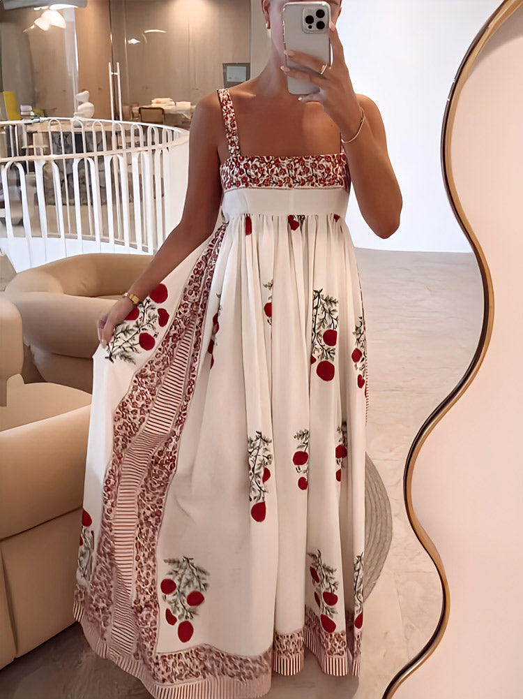 CD | Rochie maxi cu bretele spaghetti florale