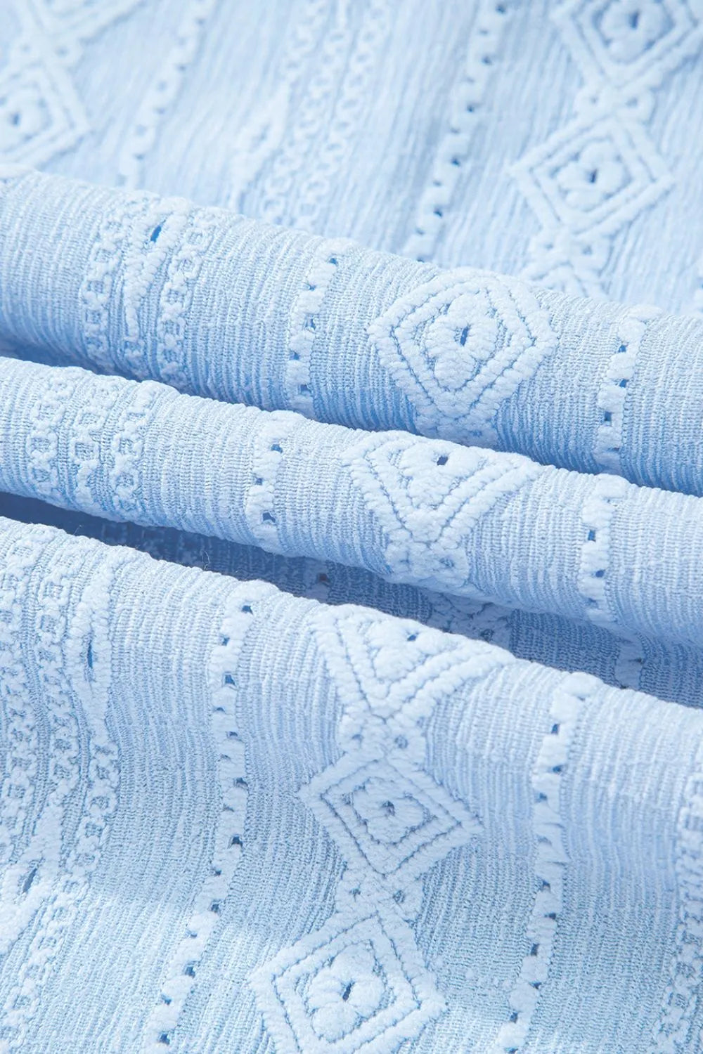 CD | Jacquard textură Mini rochie evazată cu mâneci scurte și decolteu crestat