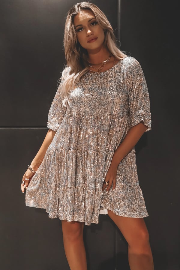 CD | Rochie mini cu paiete cu sclipici