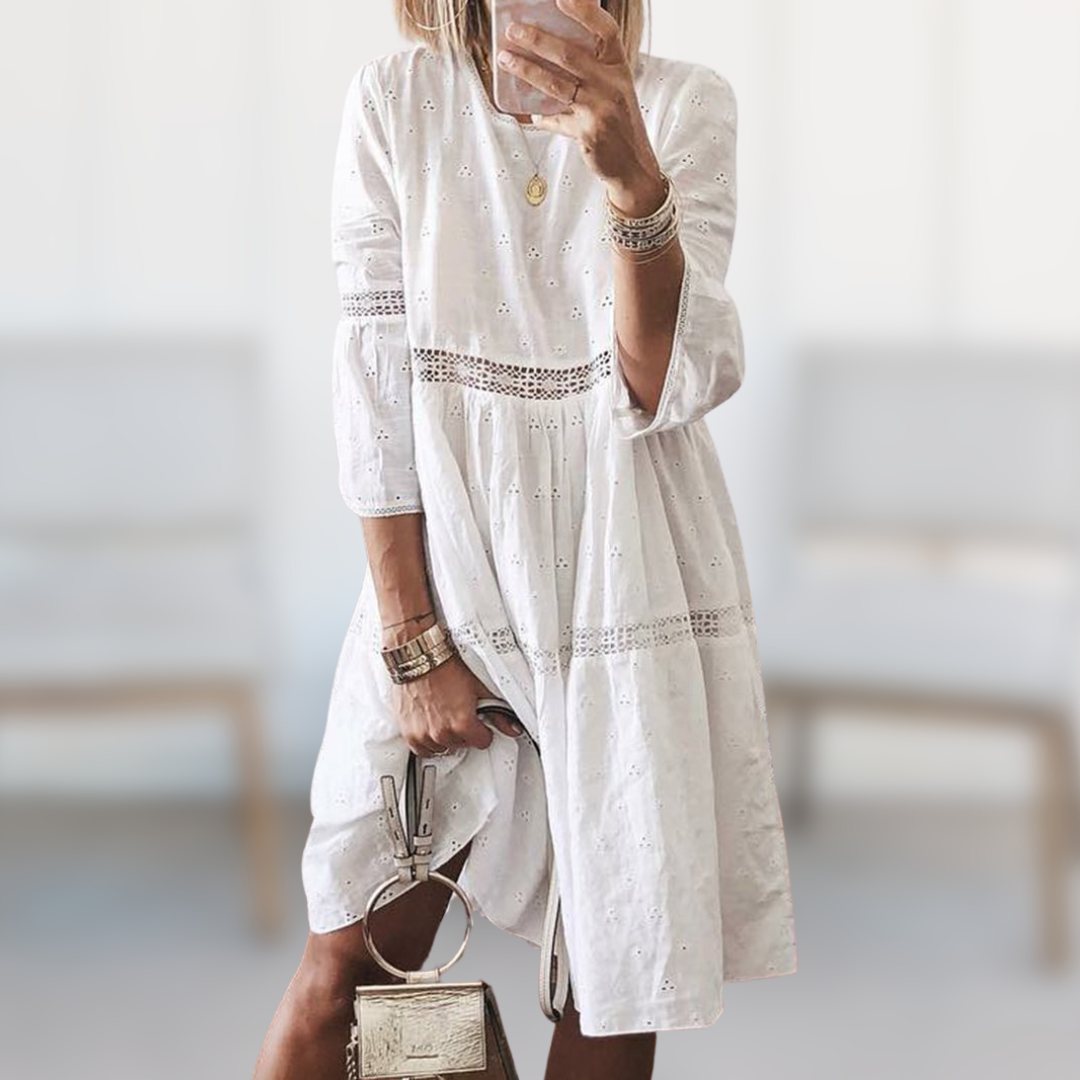 CD | Rochie midi cu mânecă lungă | Rochie midi albă | Rochii midi pentru femei