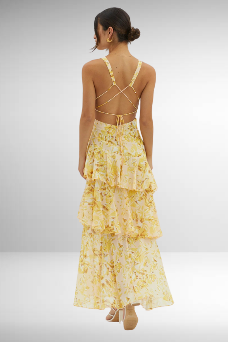 CD | Rochie maxi pentru femei - Top slim-fit - Fustă împletită - Decolteu adânc în V - Material luxos