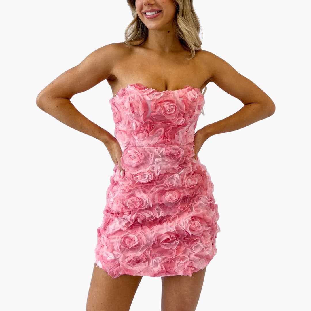 CD | Rochie mini fără bretele pentru femei cu textură florală pentru vară