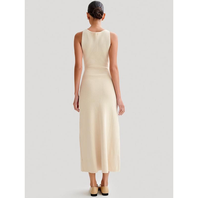CD | Rochie maxi elegantă fără mâneci cu nasturi pentru femei