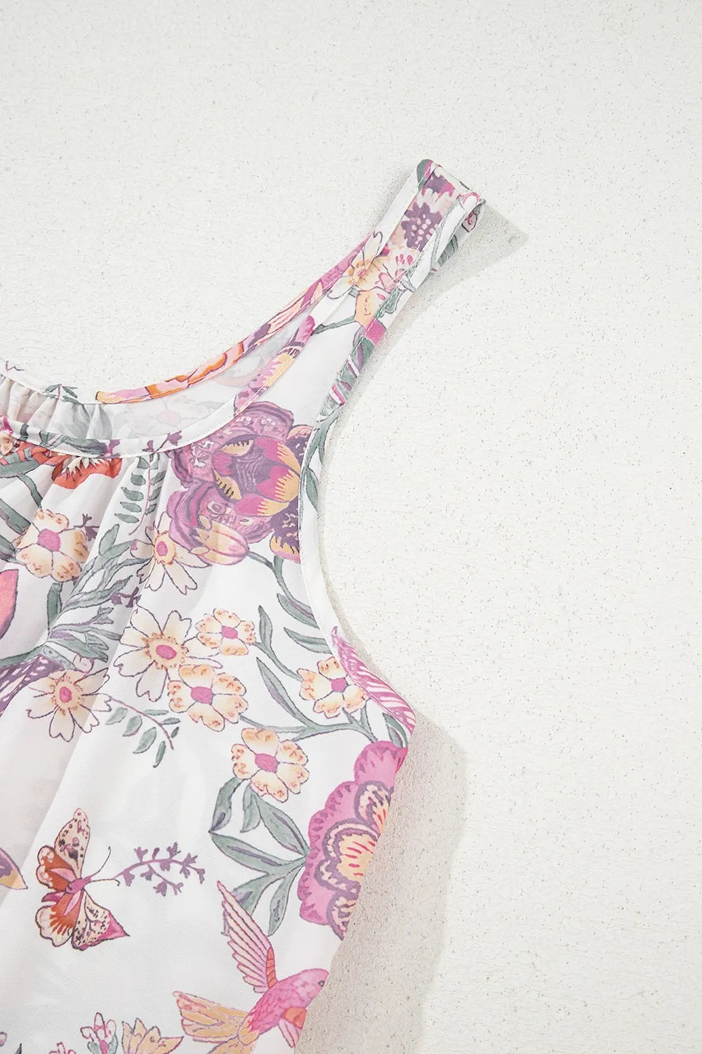 CD | Multicolor Floral Tie Neck Rochie mini fără mâneci