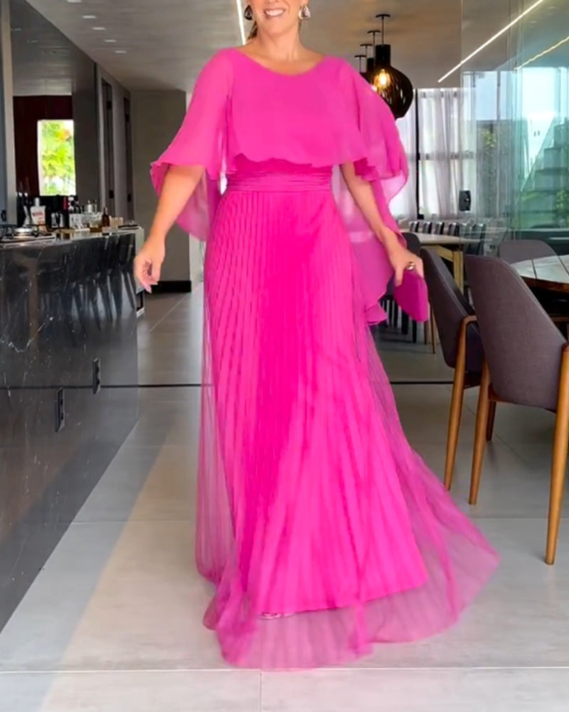 CD | Rochie maxi roz cu mai multe straturi