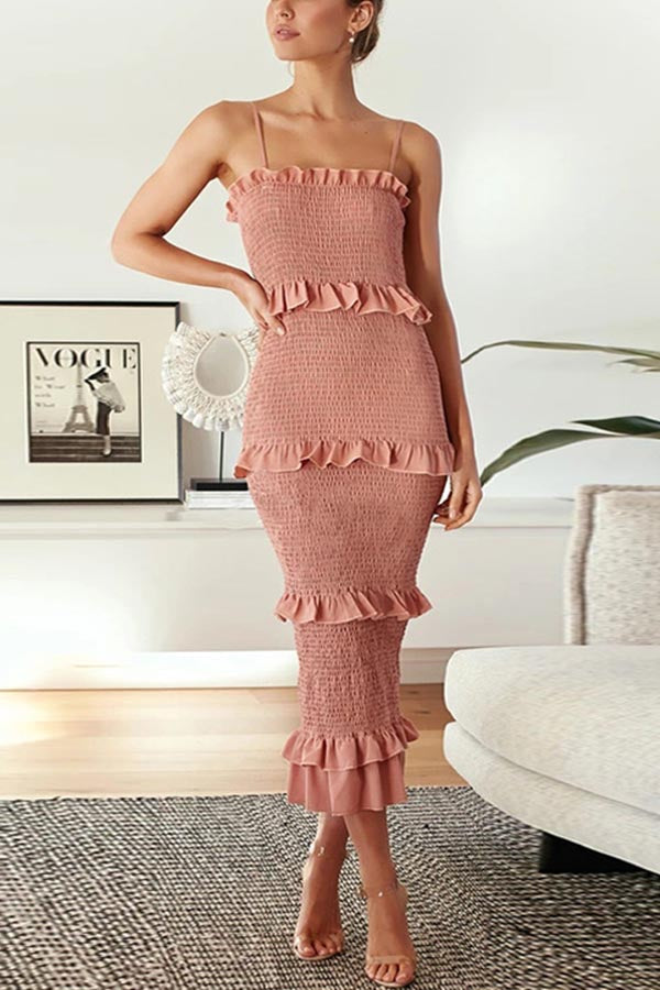 CD | Rochie midi cu volane Smocked