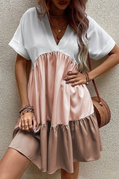 CD | Mini rochie cu mânecă scurtă Colour Block