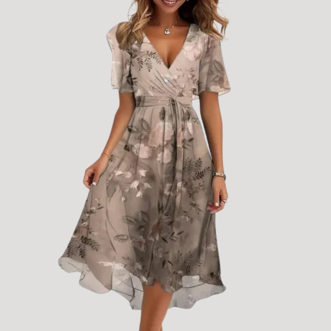 CD | Rochie midi pentru femei cu mâneci fluturate florale