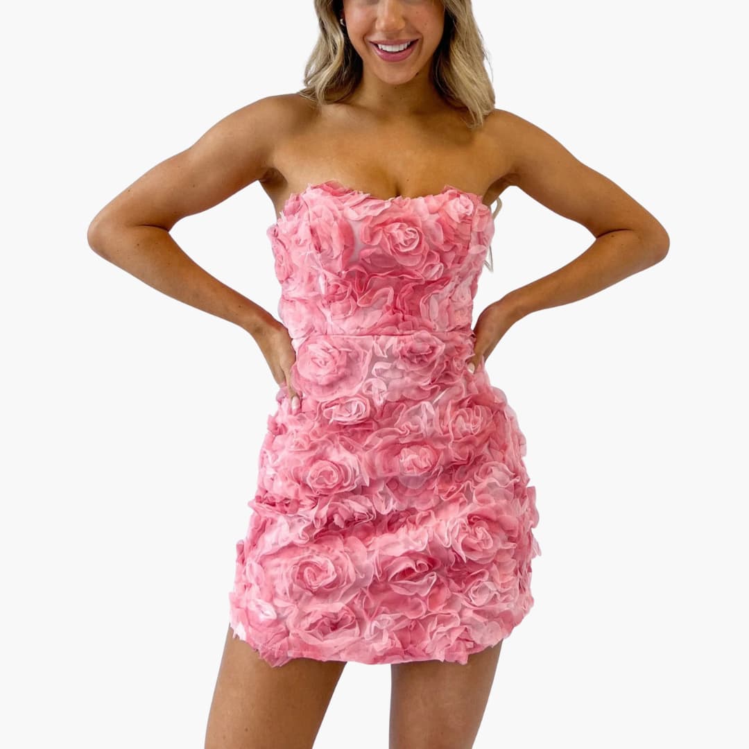 CD | Rochie mini fără bretele pentru femei cu textură florală pentru vară