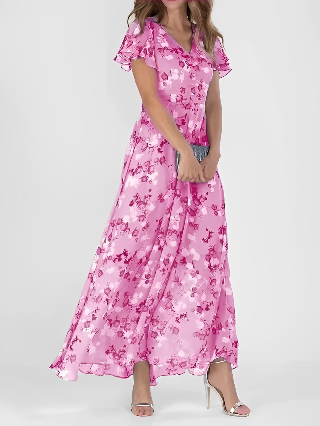 CD | Rochie midi elegantă cu imprimeu floral pentru femei