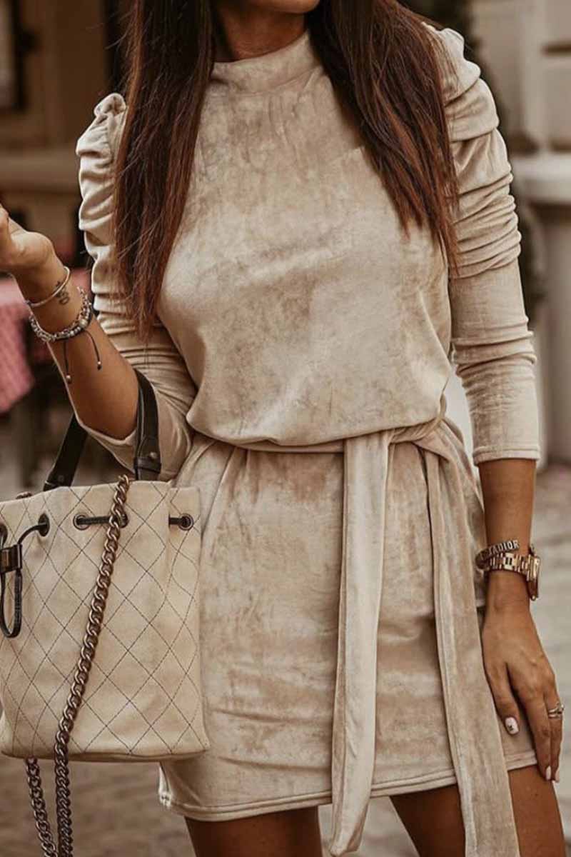 CD | Omyke Casual Sexy cu mânecă lungă Mini rochie (4 culori)
