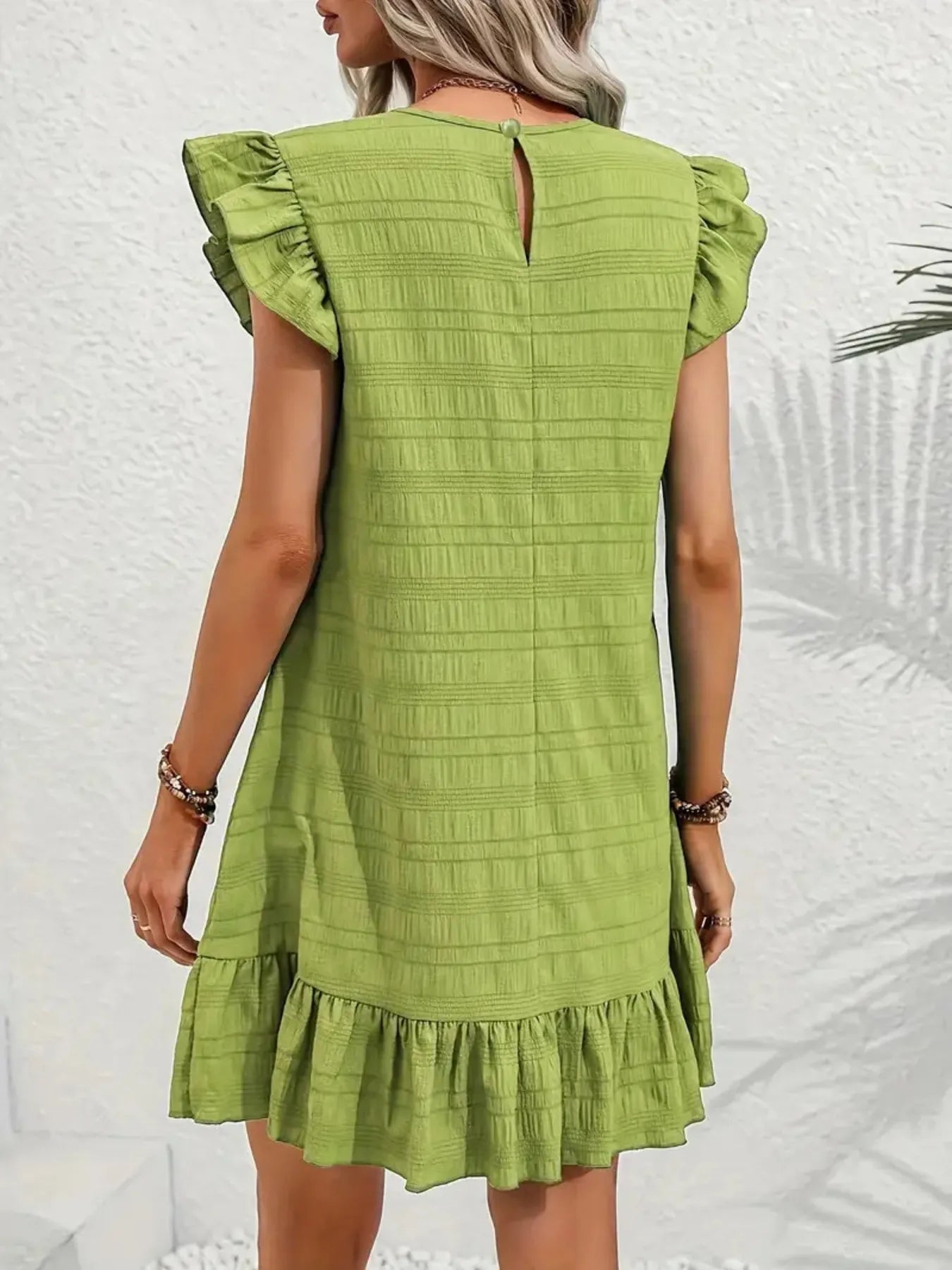 CD | Plus Dimensiune Ruffle Hen Cap Sleeve Mini Rochie