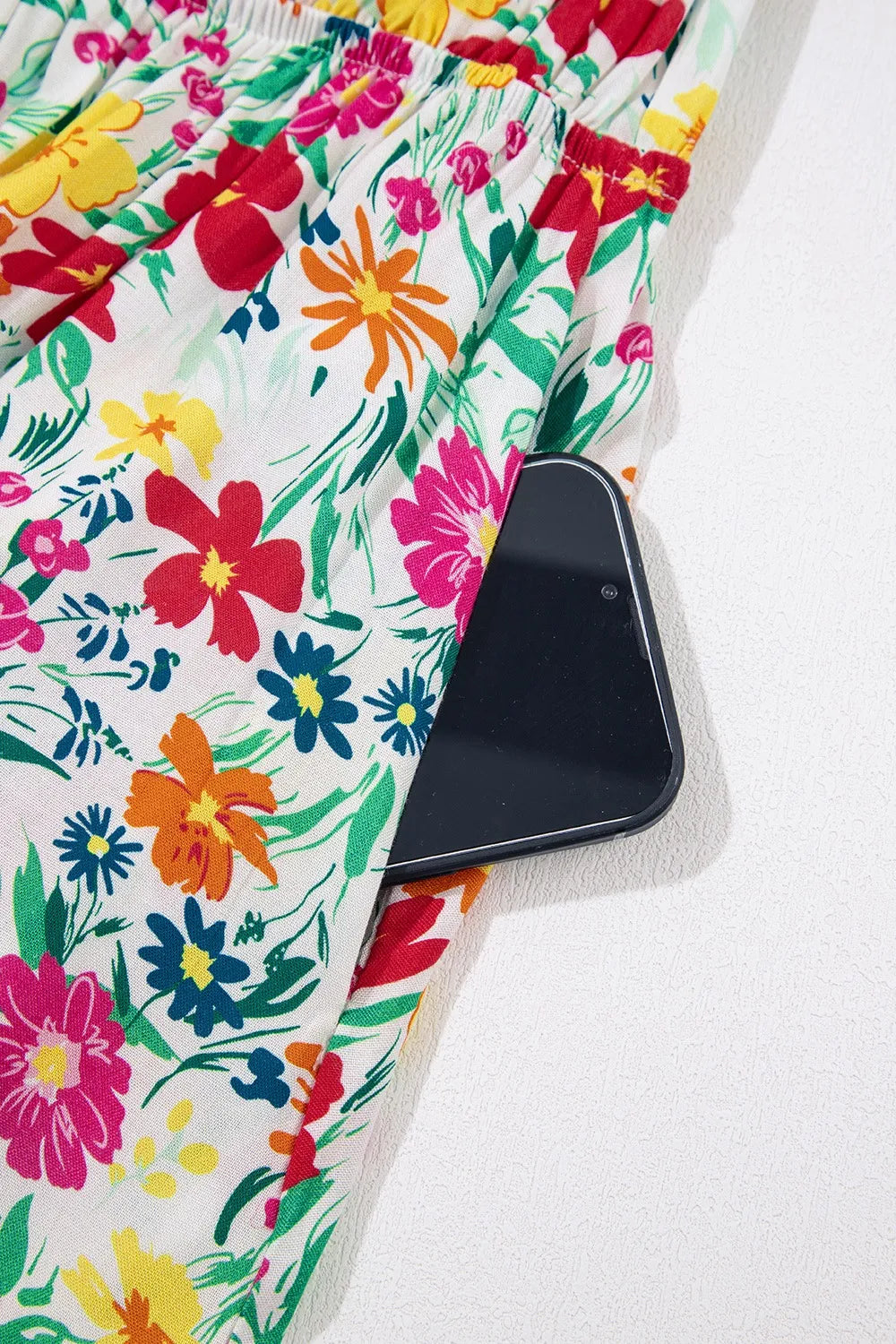 CD | Floral cu bretele înnodate Rochie mini cu tiv încrețit