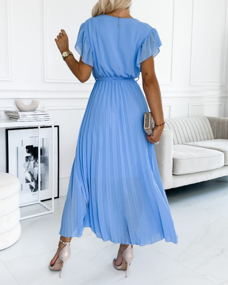 CD | Rochie elegantă roz plisată cu talie