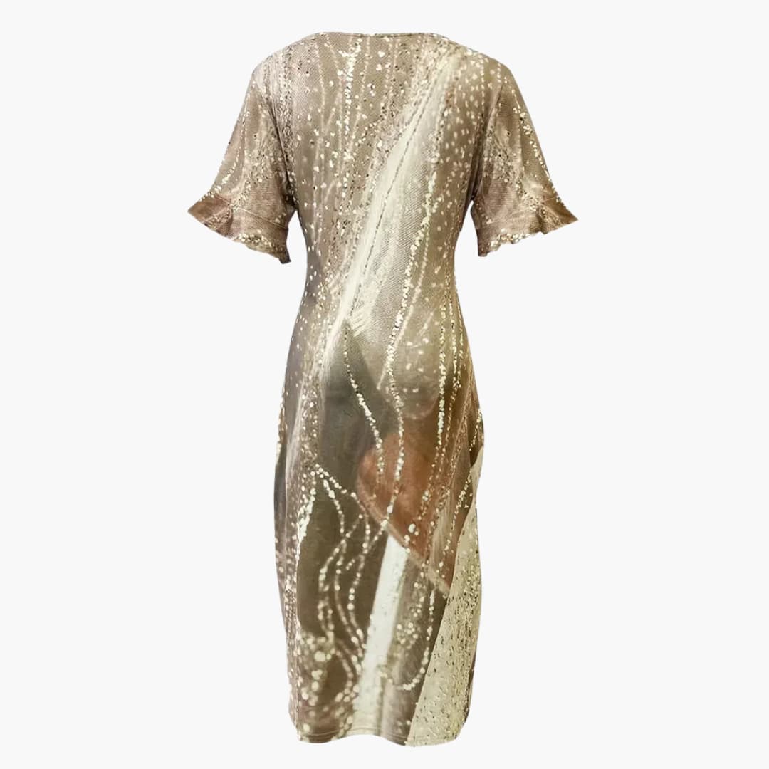 CD | Rochie lungă pentru femei cu imprimeu floral și talie decupată