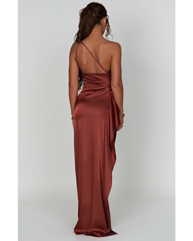 CD | Satin Off Shoulder Solid Colour Backless Slim Fit Split rochie lungă