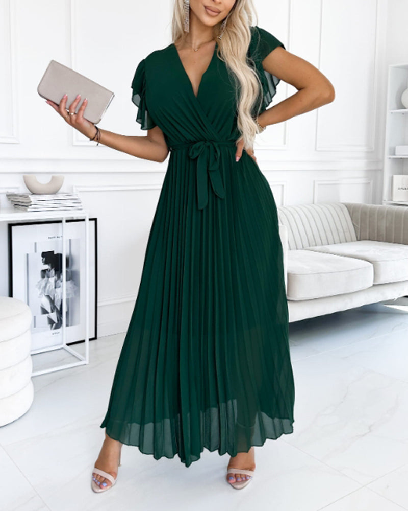 CD | Rochie elegantă roz plisată cu talie