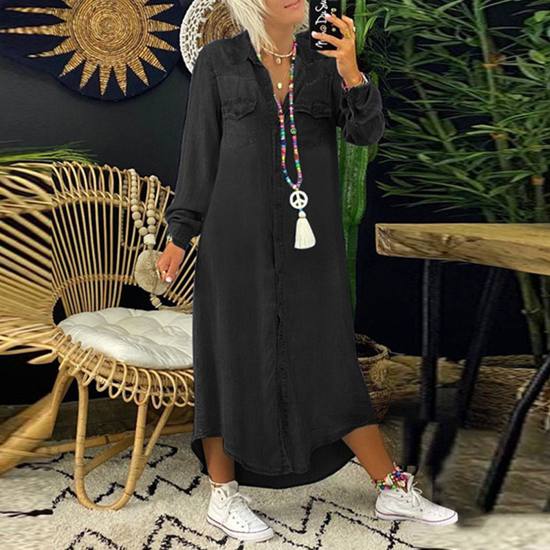 CD | Rochie maxi din denim cu mâneci lungi