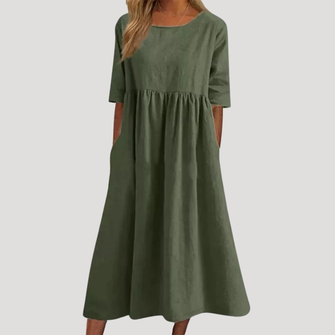 CD | Rochie midi pentru femei cu buzunare, cu croială largă